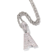 SILVER BAGUETTTE LUXE INITIAL NECKLACE