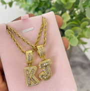 SMALL BAGUETTE INITIAL NECKLACE