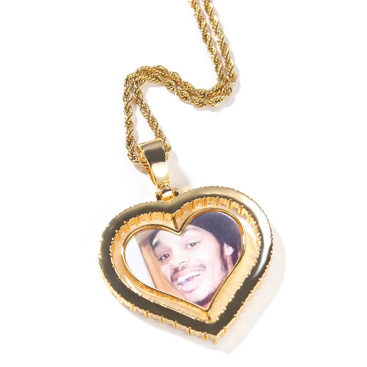 DOUBLE-SIDED HEART PHOTO NECKLACE