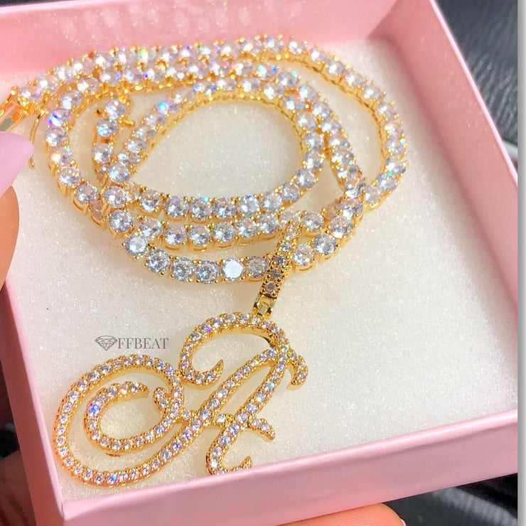 ICY SCRIPT INITIAL NECKLACE