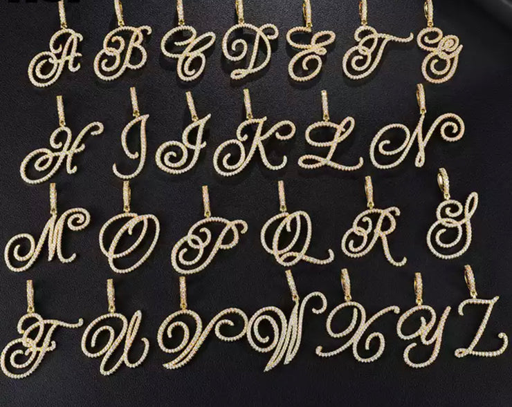 ICY SCRIPT INITIAL NECKLACE