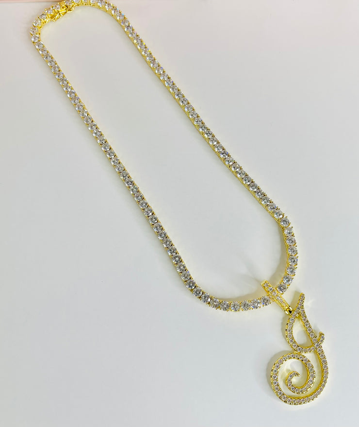 ICY SCRIPT INITIAL NECKLACE