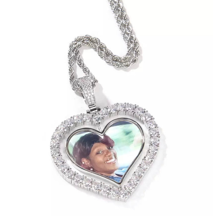 DOUBLE-SIDED HEART PHOTO NECKLACE